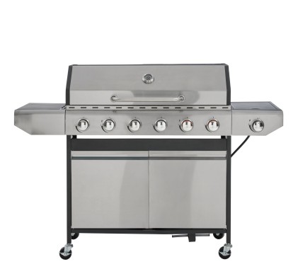 BBQ Hero Gasgrill 6-Brenner Ak Gussrost, 95x41 cm, mit Unterschrank, 915089
